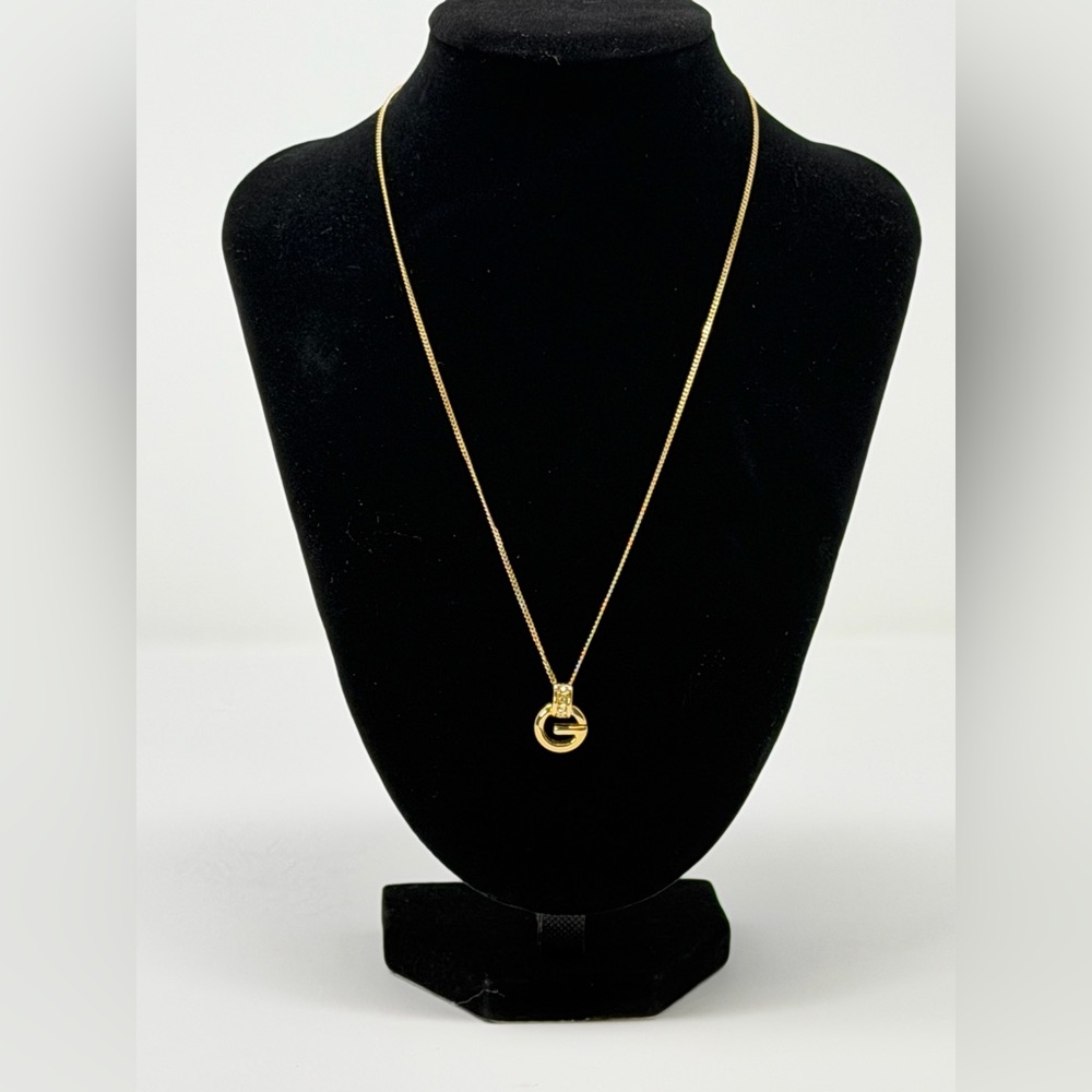 Givenchy Gold Necklace with Pendant and 3 Crystal Stones EUC - Picture 7 of 7